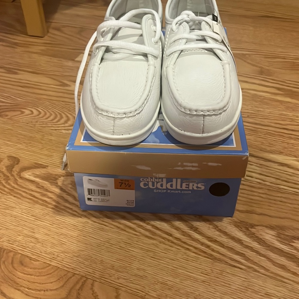 White  soft leather loafers